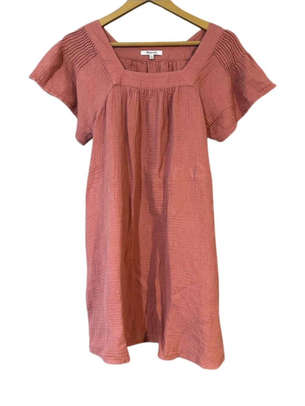 Madewell Mauve Gauze Tunic Dress Square Neck Cotton XS